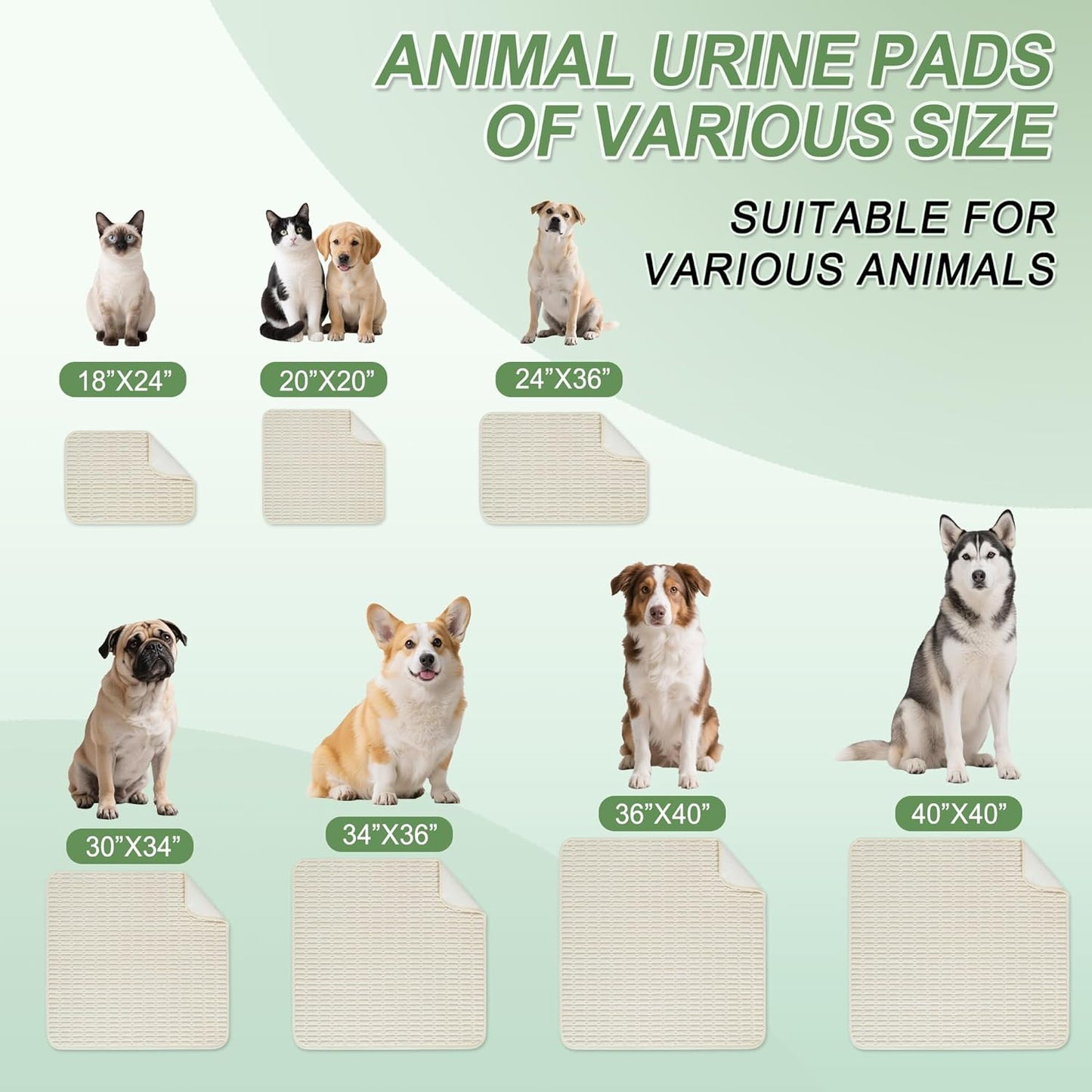 Washable Pee Pads for Dogs, 2 Pack Reusable Puppy Pads Dog Pads, Non-Slip Dog Pee Pads, Leakproof Pet Pee Pads Wee Wee Pads for Dogs. (Cream White, 34"x36"(Pack of 2))