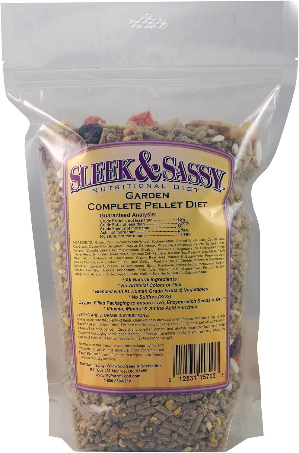 SLEEK & SASSY Garden Complete Pellet Parrot Food (2 lbs.)