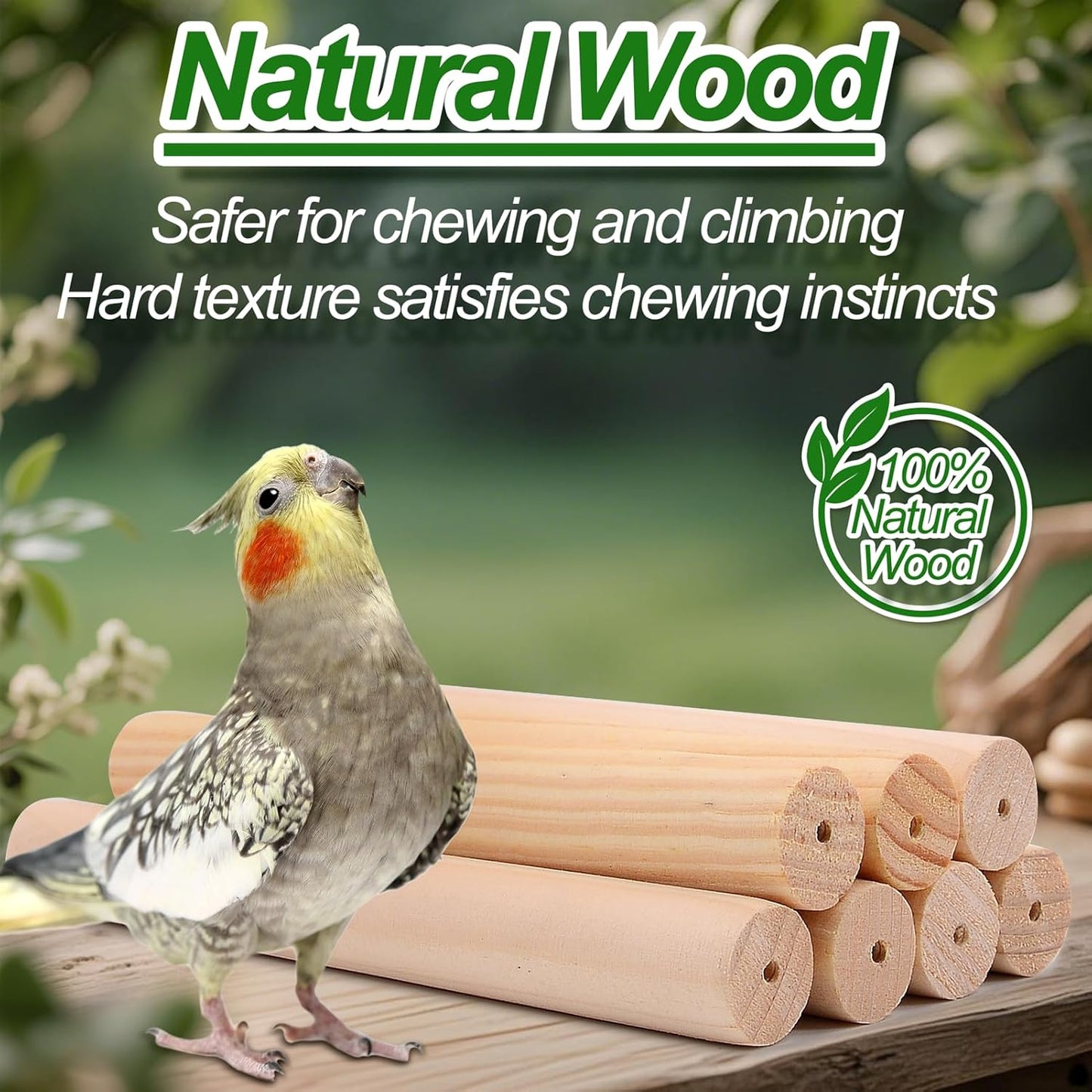 Wooden Bird Parrots Playground, Bird Perch Stand, with Bird Ladder Chewing Toys, Out of Cage Accessories