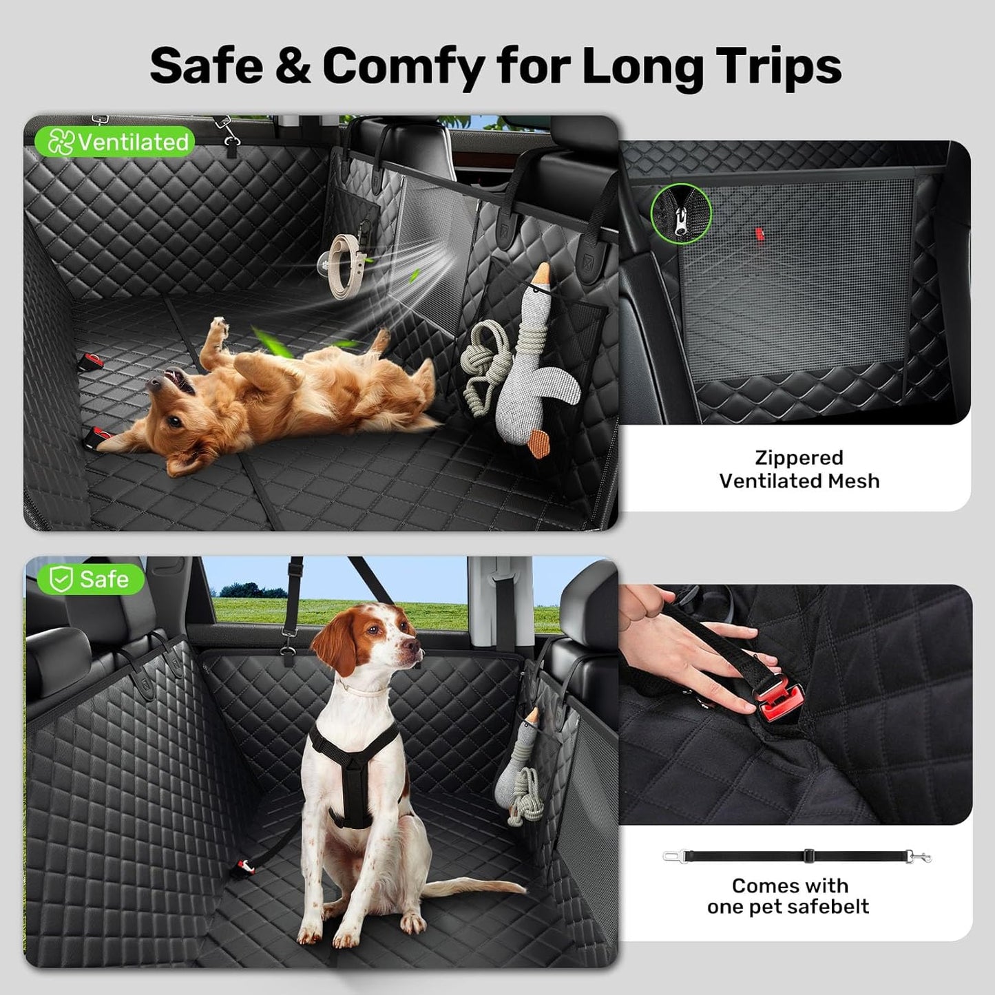 Zanch 2025 Upgraded Dog Car Seat Cover, 400 lbs Heavy Duty Hard Bottom, Waterproof & Anti-Scratch Back Seat Protector, Nonslip Pet Hammock Extender for Cars, SUV, Trucks, Standard-Orange