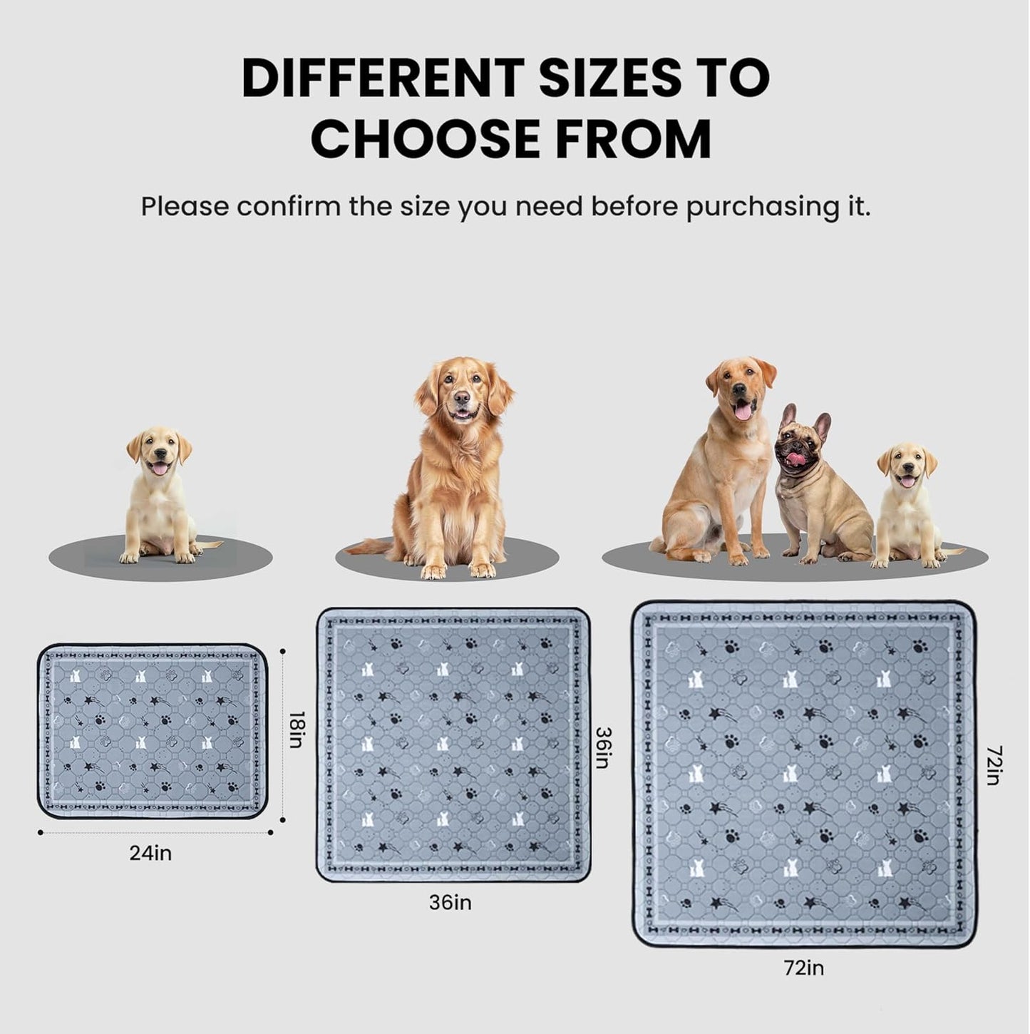 Gardner Pet Washable Dog Pee Pads, 72'' x 72'' Non Slip Dog Mats with Great Urine Absorption, Reusable Puppy Pee Pads for Potty Training , 1 Pack