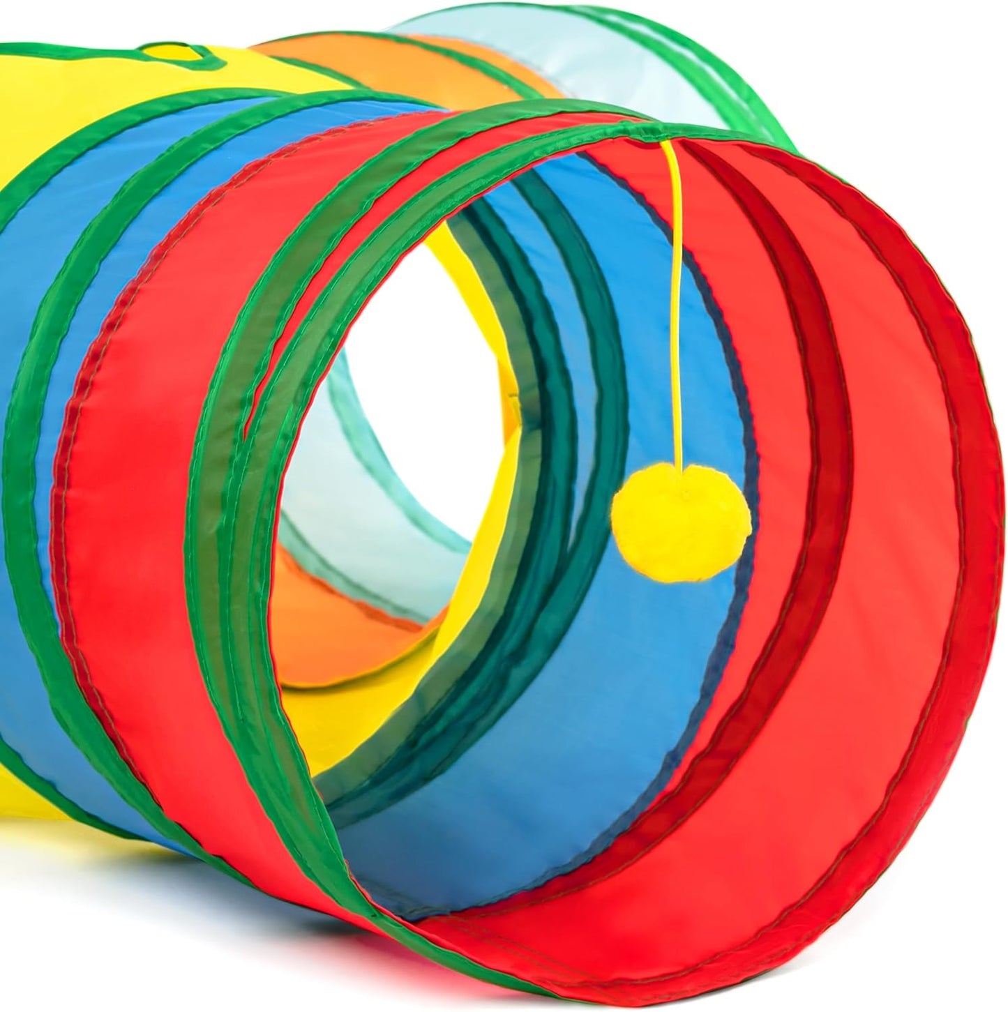Tempcore Pet Cat Tunnel Tube Cat Toys 3 Way Collapsible, Cat Tunnels for Indoor Cats,Kitty Tunnel Bored Cat Pet Toys Peek Hole Toy Ball Cat, Puppy, Kitty, Kitten, Rabbit Rainbow