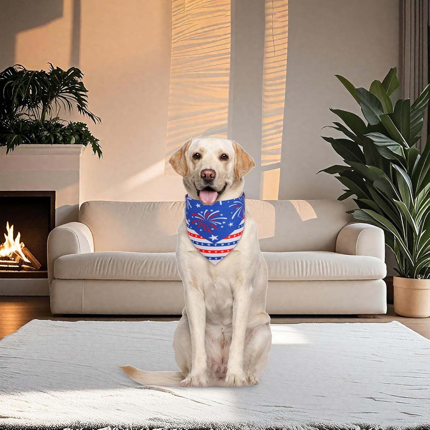 4th of July Cooling Dog Bandana 1-Pack for Large Dogs - Patriotic Bandanas with American Flag Design, Breathable & Quick-Dry Pet Accessories