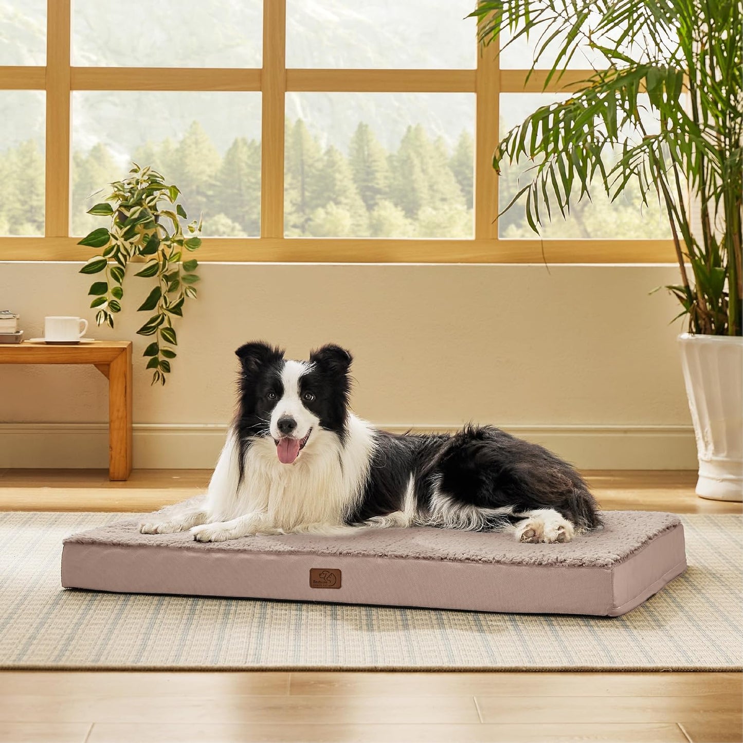 Bedsure Dog Beds Large Sized Dog - Orthopedic Flat Pet Beds with Removable Washable Cover, Egg Crate Foam Puppy Mat, Suitable for Pet Up to 65 lbs