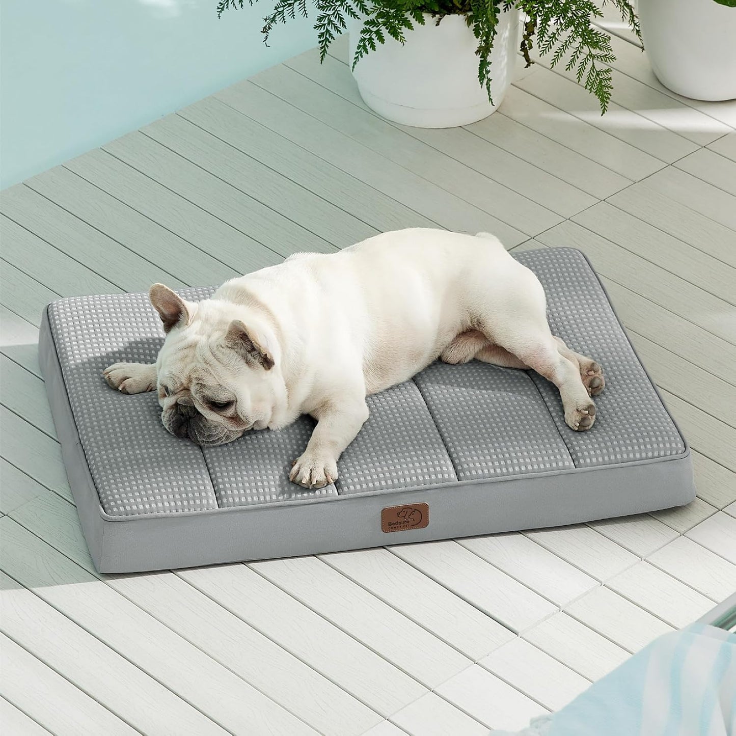 Bedsure Cooling Dog Bed for Small Dogs - Orthopedic Flat Puppy Beds with Removable Washable Cover, Egg Crate Foam Pet Mat, Suitable for Pet Up to 20 lbs