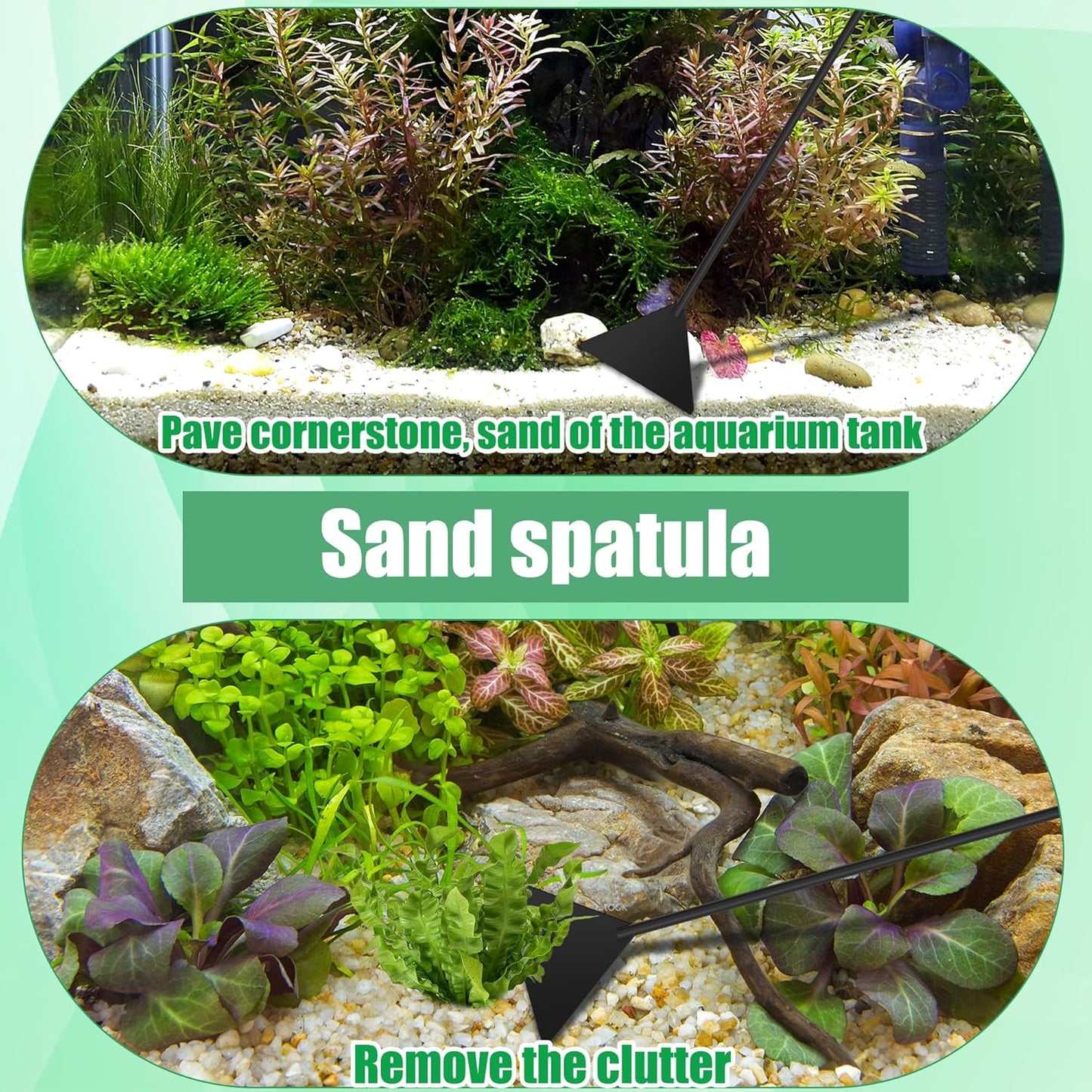 Aquarium Aquascape Tools Kit, 4 in 1 Anti-Rust Aquatic Plant Aquascaping Tool Stainless Steel Black Tweezers Scissors Spatula for Aquarium Tank Clean Fish Tank Aquascape Tools Sets (Black)