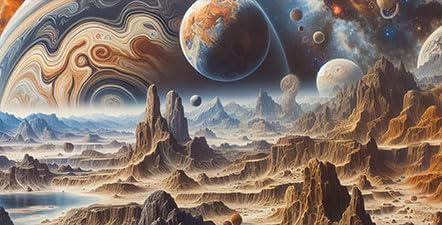 30X12IN Cosmic Spaceterrarium Background, Cool Parallel Space Themed Aquarium Reptile Habitat Background, Aquarium Background with 10EVA Double-Sided Tape