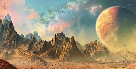 Cosmic Aquarium Background,Cool Galaxy Parallel Space Themed Fish Tank Background, Tropical Desert Terrarium Background 48X18IN with 8 EVA Double-Sided Tape