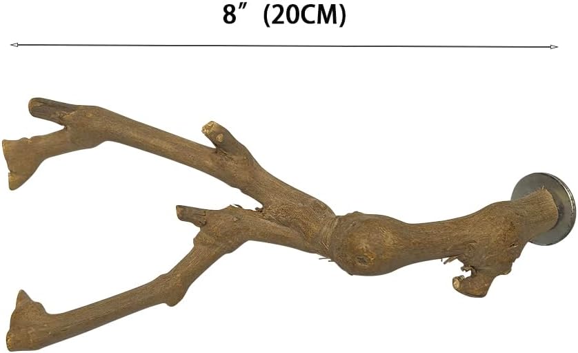 Libiline 8 Pieces Bird Perch Natural Wooden Parrot Perch Stand Fork Toys Hanging Multi-Branch Perches Platform Hammock Swing Toy for Macaws, Small Parakeets, Conures, Budgies, Finches (B-Color, Mix)