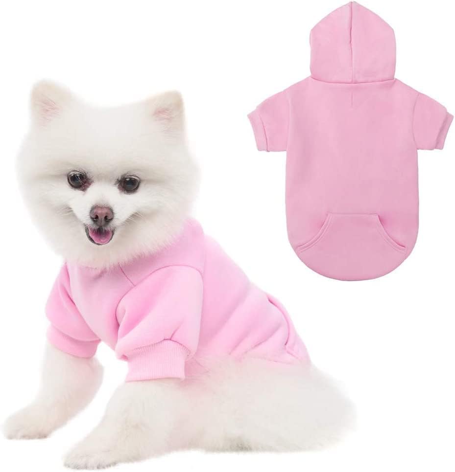 KOOLTAIL Basic Dog Hoodie - Soft and Warm Dog Hoodie Sweater with Leash Hole and Pocket, Dog Winter Coat, Cold Weather Clothes Sweatshirt for Small Medium Large Dogs Puppy Cat Boys Girls Pink M