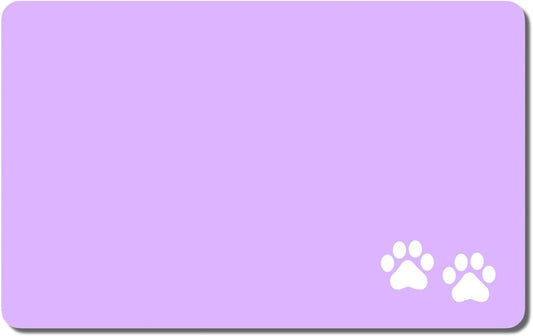 Rnivvi Dog Food Mat, 12" x 19" Footprint Absorbent Dog Cat Bowl Mat for Food and Water, Cute Anti-Slip Rubber Pet Feeding Rug Protect Floors, Puppy Placemat for Feeding & Watering Supplies, Purple