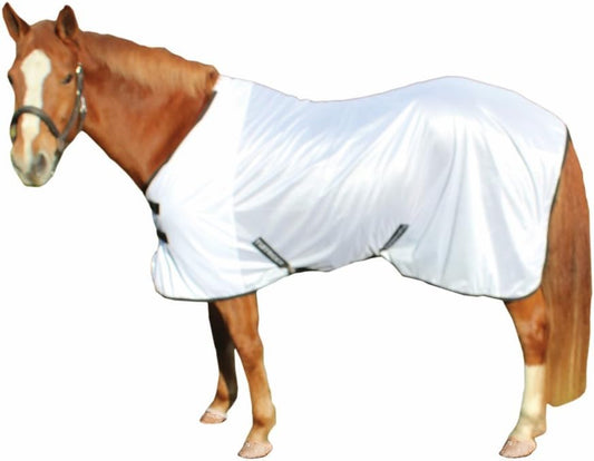 TuffRider Comfy Mesh Fly Sheet | UV Protection Horse Sheet, Standard Neck, 130 Grams Breathable Polyester Mesh - White - 48