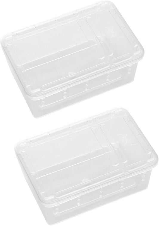 OMEM Portable Reptile Terrarium Habitat for Mini Pet Houses Breathable Holes Stackable Container (2PCS-XS)