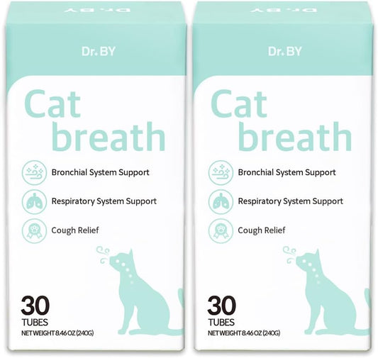 Dr.by Cat Breath Bronchial Supplements Cat Sneezing Treatment Asthma Cold Cough Nose Relief Respiratory&Immune Support with TF-343-30 lickable Formula Individually Packaged, Chicken (2 Packs (17OZ))
