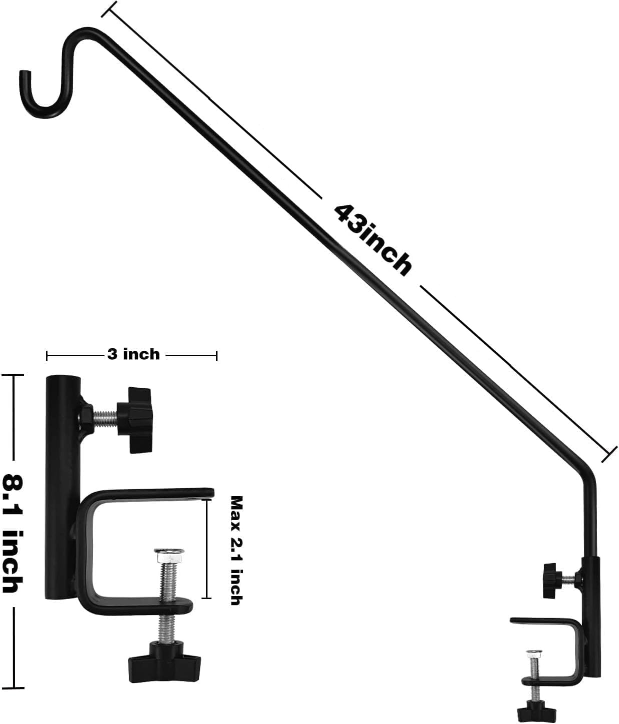 MIXXIDEA Heavy Duty Extensible Deck Hook - Adjustable for Hanging Bird Feeders, Plants, Wind Chimes, Lanterns