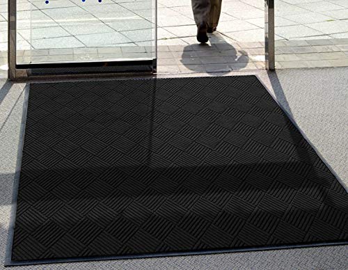 WaterHog Diamond | Commercial-Grade Entrance Mat with Rubber Border – Indoor/Outdoor, Quick Drying, Stain Resistant Door Mat (Medium Brown, 6' x 8')