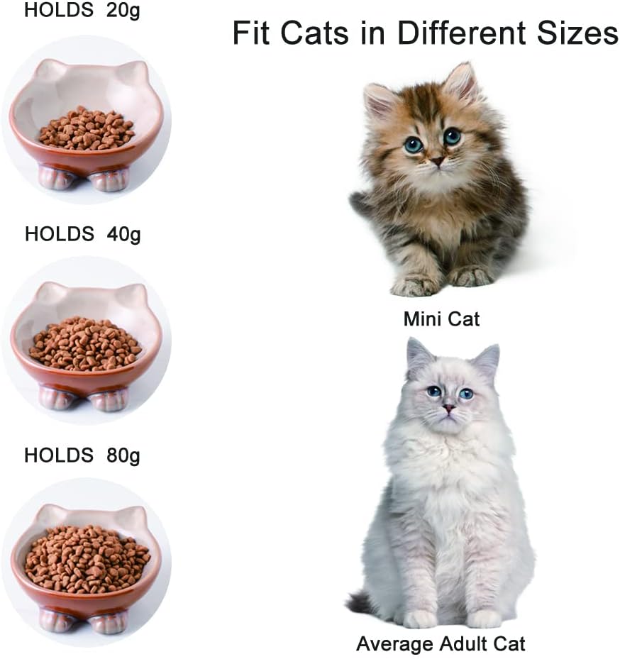 Nihow Ceramic Basic Cat Bowls: 5 Inch Cat Bowl for Food & Water - Food Grade Cat Dish for Small-Sized Cat - Microwave & Dishwasher Safe -Elegant Brown (4.25 OZ /1 PC)