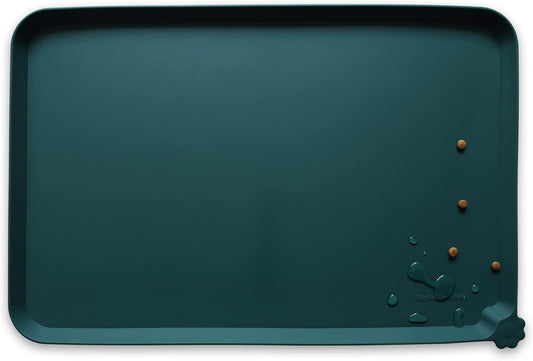 Hoki Found XX-Large Silicone Non Slip Pet Dog Cat Bowl Mats - Placemat for Feeding - Waterproof for Carpet - Dark Cedar