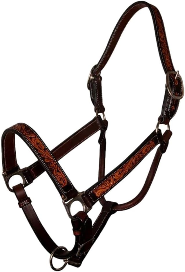 Professionals Choice Black Floral Leather Halter
