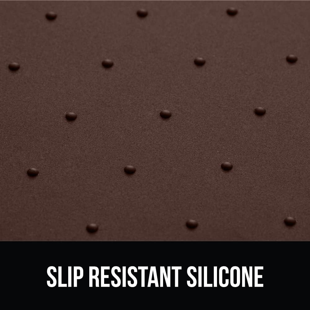 GORILLA GRIP 100% Waterproof Raised Edge BPA Free Silicone Pet Feeding Mat, Dog Cat Food Mats Contain Spills Protects Floors, Placemats for Cats and Dogs Water Bowl, Pets Accessories 16x10, Brown