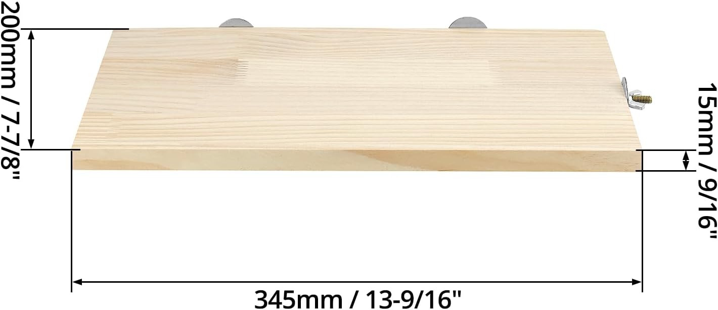 QWORK 13.6" x 7.9" Natural Wood Rectangle Stand for Bird Cages Suitable for Parakeets, Cockatiels, and Small Animals Easy Install with Stainless Steel Hardware 2 Pcs