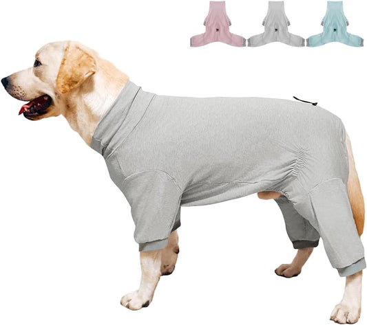 Dog Pyjamas PJS Sweater Clothes and Home Clothing Suitable for Large to Giant Breeds of Dogs, Dog Surgery Recovery Suit, Extra-Large Stretch Fabric, Four-Legged Clothes(Thin Gray, 6XL)