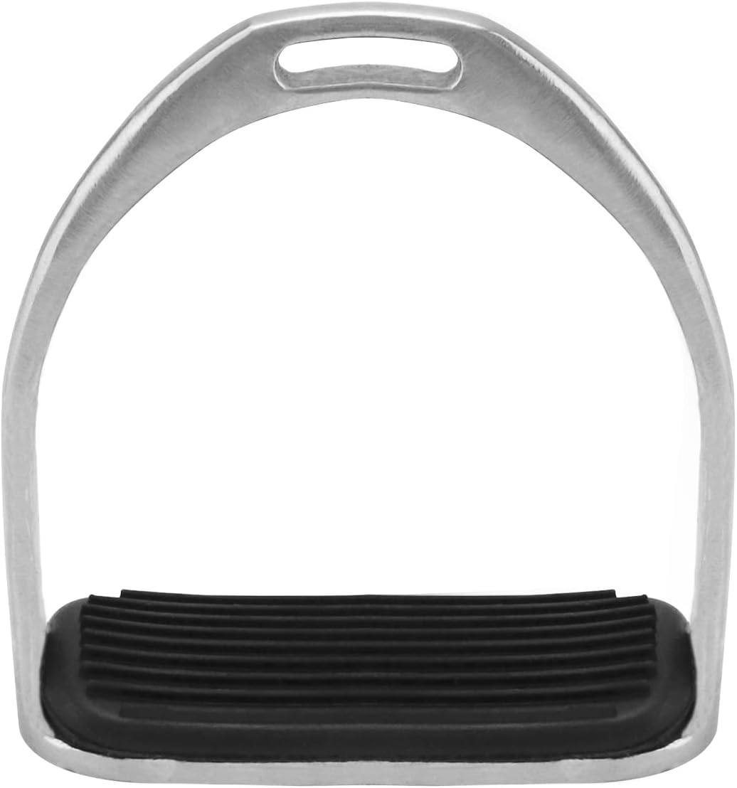 QWORK Horse Riding Stirrups, Hose Saddle, Safety Stirrup, Stainless Steel English Riding Protection Saddle, Knee Ankle Stress Pain Relief, 1 Pair