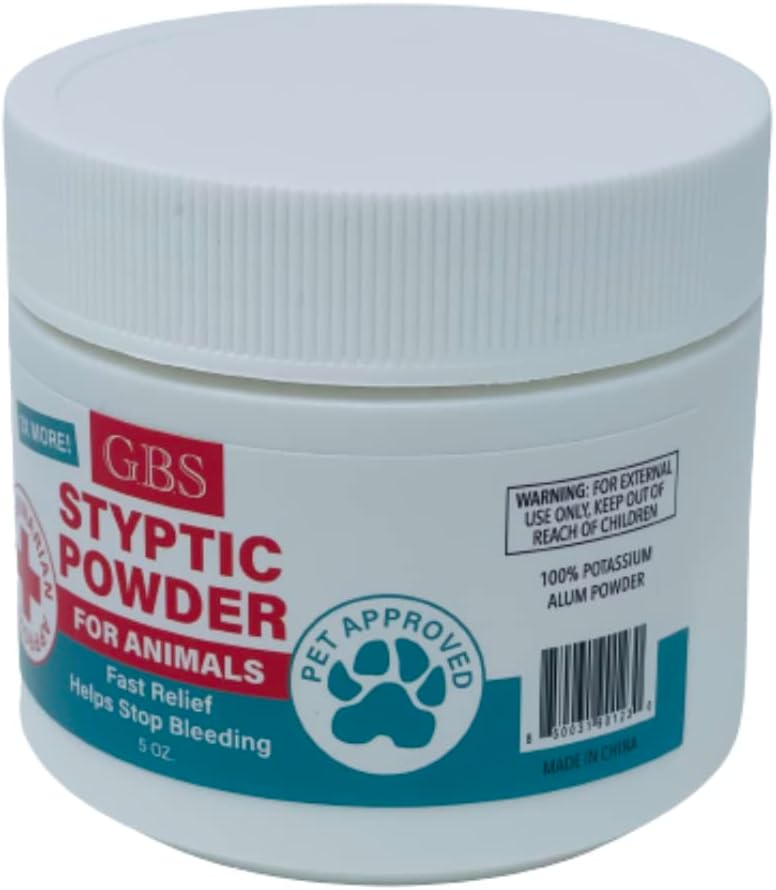 G.B.S 5 oz Styptic Powder for Dogs, Cats & Birds – Quick Blood Clotting for Nail Clipping, Minor Cuts, Tail Docking & Wing Clipping – Pet First Aid Hemostatic Powder with Sealed Top & Scoop (3)