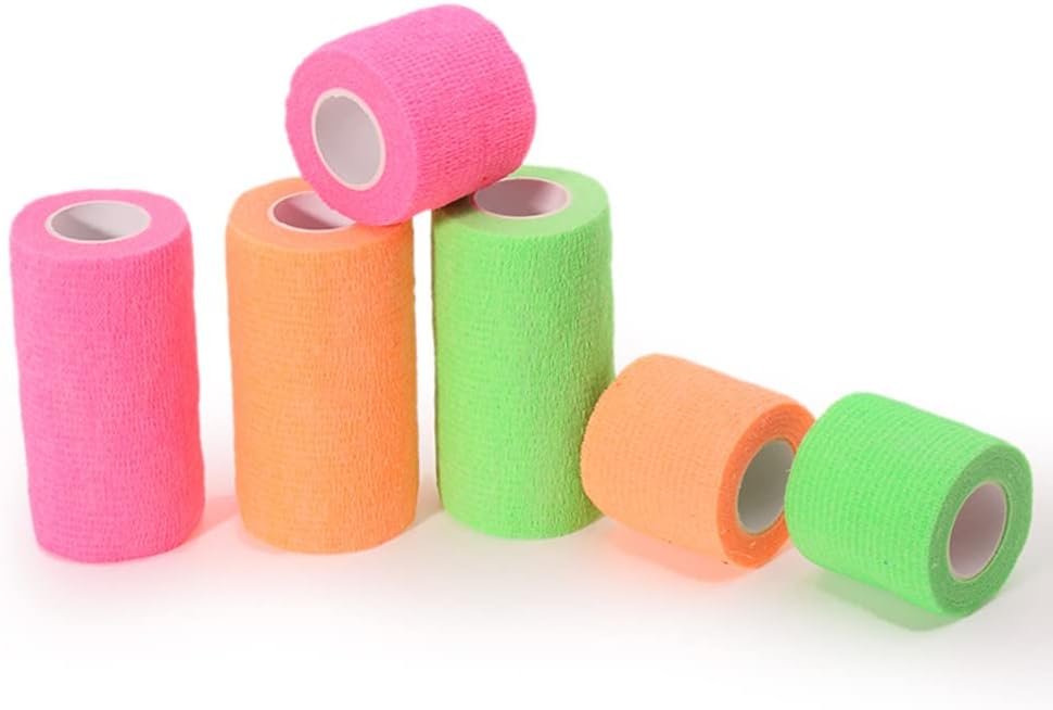 6 Pack 4" x 5 Yards Self Adhesive Bandage Wrap Breathable Cohesive Vet Wrap for Pets, Elastic Self-Adherent Tape for Sports, Wrist, Ankle (Mixed Colors)