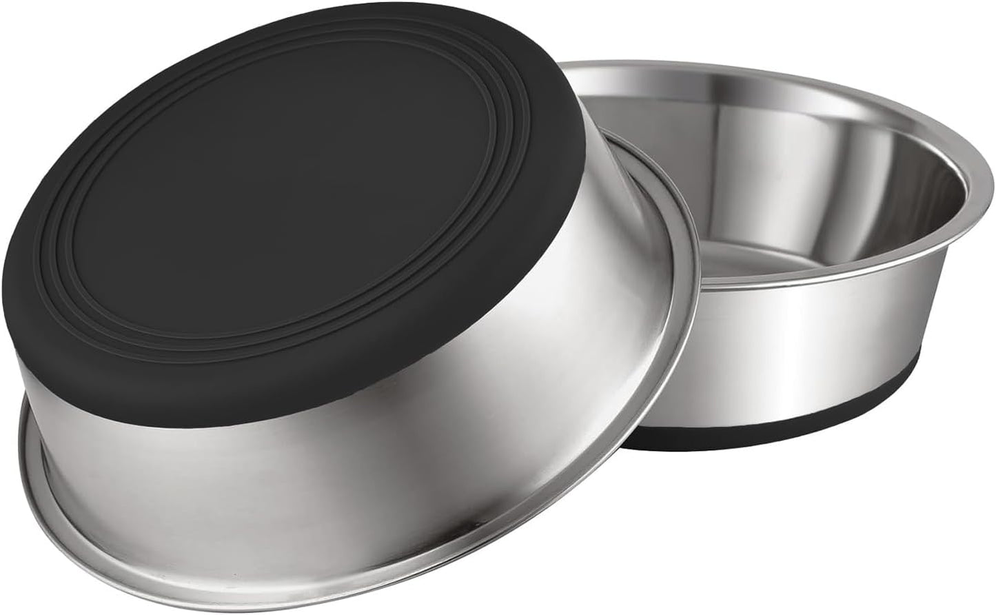 YINGFAN Stainless Steel Dog Bowls, 2 Pack Metal Dog Bowls with Non-Slip Rubber Base, Durable Food and Water Bowl for Small, Puppy Dogs, Holds 2 Cups, BPA-Free, Dishwasher Safe (Black)