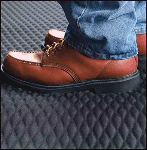 American Floor Mats Hog Heaven 5/8 inch Black & Yellow Border 4' x 12' Nitrile Backed Anti-Fatigue Comfort Mat