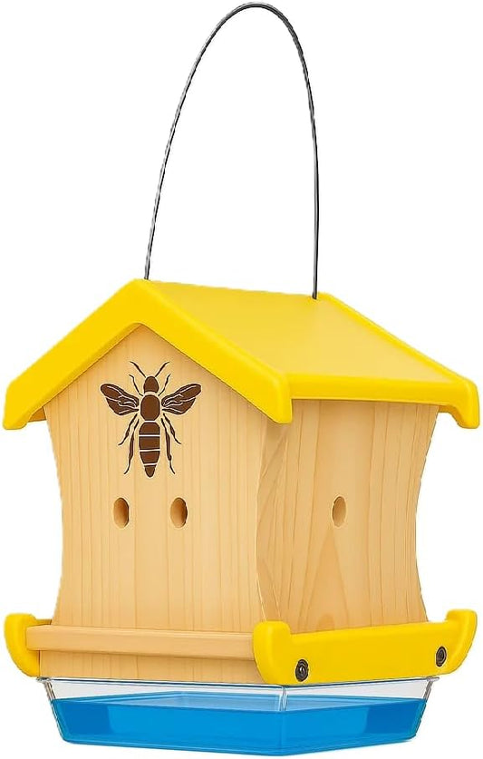 Carpenter Bee House for Outside, Wood Beetrap for Outdoors Insect House Hotel for Garden Stainless Cable Bee Box Without Bottle 2025 New Heavy Duty