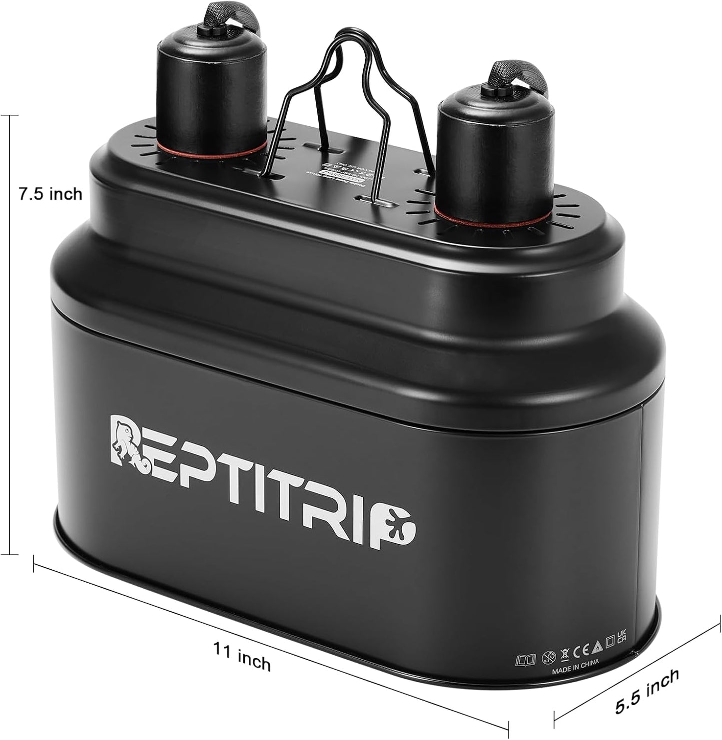 Dual Reptile Light Fixture with Switches, Reptile Heat Lamp Fixture, Reptiles Terrarium UVB Bulb Fixture for Bearded Dragon, Max 160W Each (Bulb Not Included)