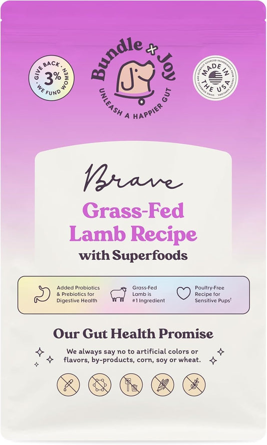 Bundle x Joy Grass-Fed Lamb Dog Food 12lb Bag with Added Probioitics, Poultry-Free, Digestive Gut Health, No Chicken or Beef, Made in USA