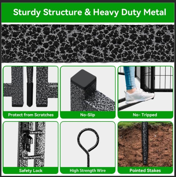 Dog Playpen Outdoor Extra Wide 32 Panels Heavy Duty Dog Fence 40" Height Anti-Rust with Doors Portable for RV Camping Yard, Total 84FT, 561 Sq.ft, Snowy Black