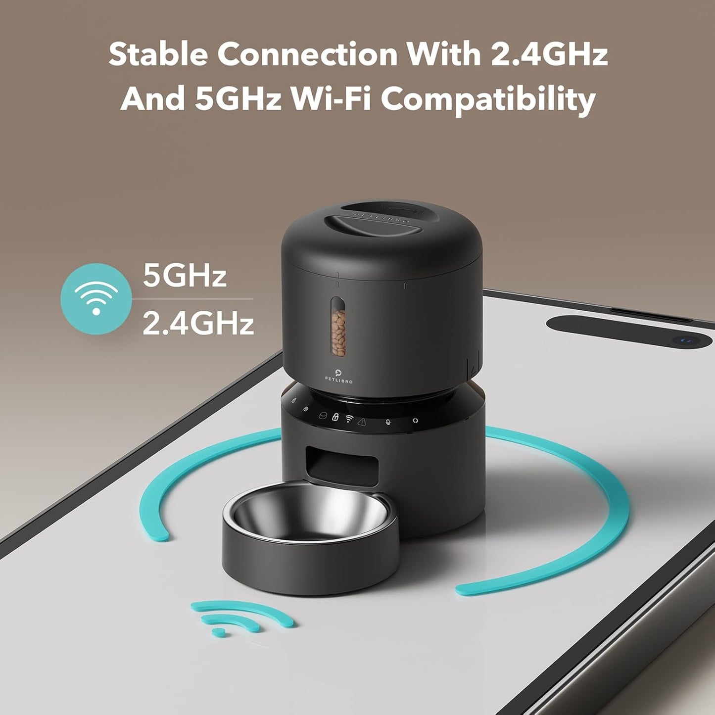 PETLIBRO Automatic Cat Feeder, 5G WiFi Pet Feeder with Freshness Preservation, Timed Cat Feeders for Dry Food, Up to 48 Portions 10 Meals Per Day, Granary Pet Feeder for Cat/Dog