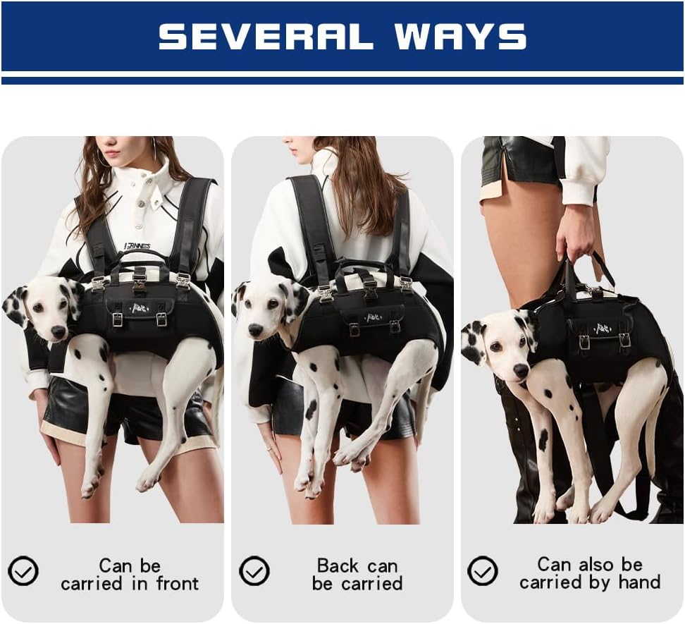 Dog Backpack Carrier - Spine-Friendly for Small to Midium Dogs (8-18 lbs), Horizontal Design Dog Carrier with Adjustable Back Straps,Legs-Out Comfort for Travel/Hiking/Cycling (Black, Size M)