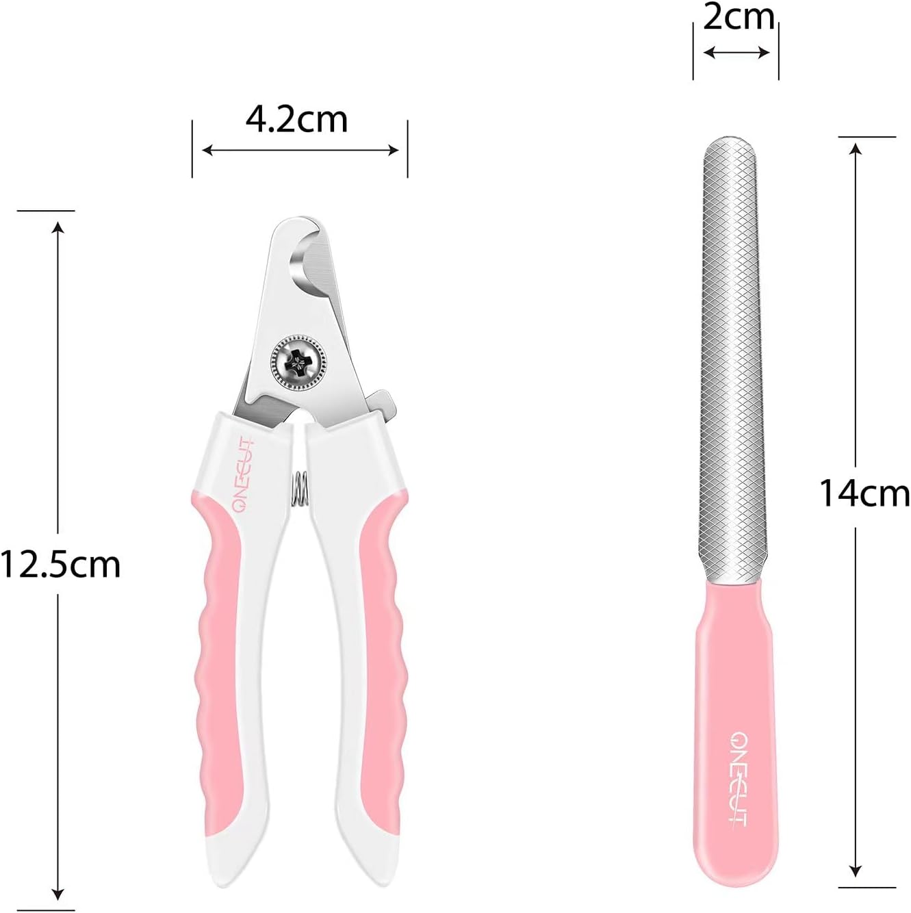 OneCut 4.7" Small Dog & Cat Nail Clipper Stainless Steel Cat Claw Trimmers for Rabbits, Guinea Pigs, Birds, Puppies, Kittens and Small Animals Pet Nail Clipper for Professional and Home Use (Pink)