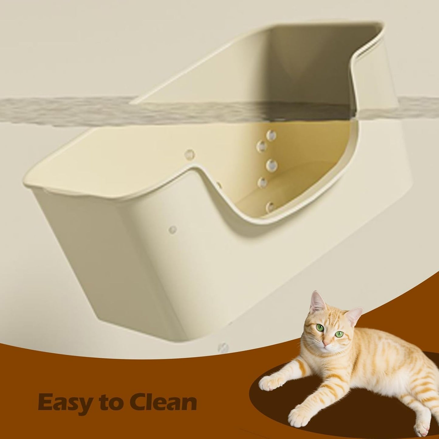 Small Cat Litter Box with High Sides,Cat Boxes for Indoor Cats,Cat Litter Pan for Kitty,Litter Box with Low Entry,Easy to Clean,Anti-Splashing (Yellow)