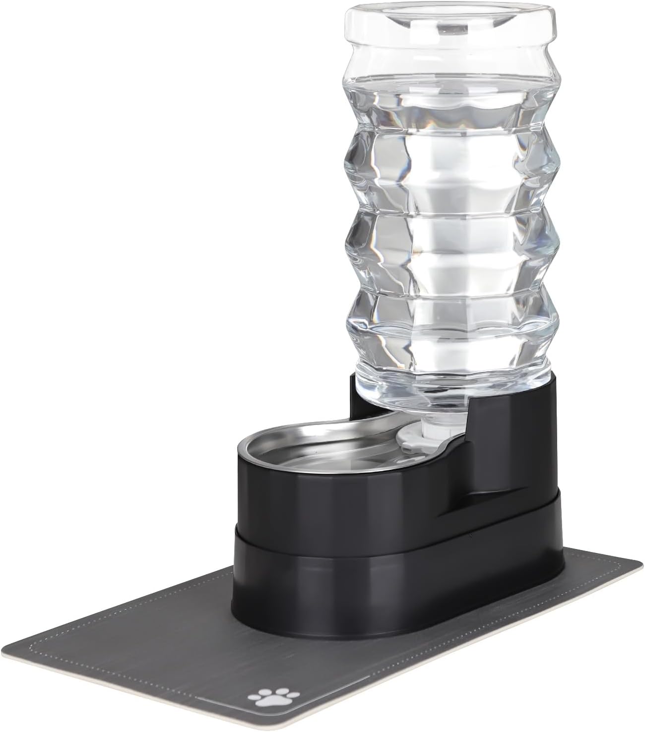 RIZZARI Large Water Dispenser for Dogs: 9L Automatic Stainless Steel Gravity Raised Black Pet Feeder for Pet Dogs Indoor/Outdoor