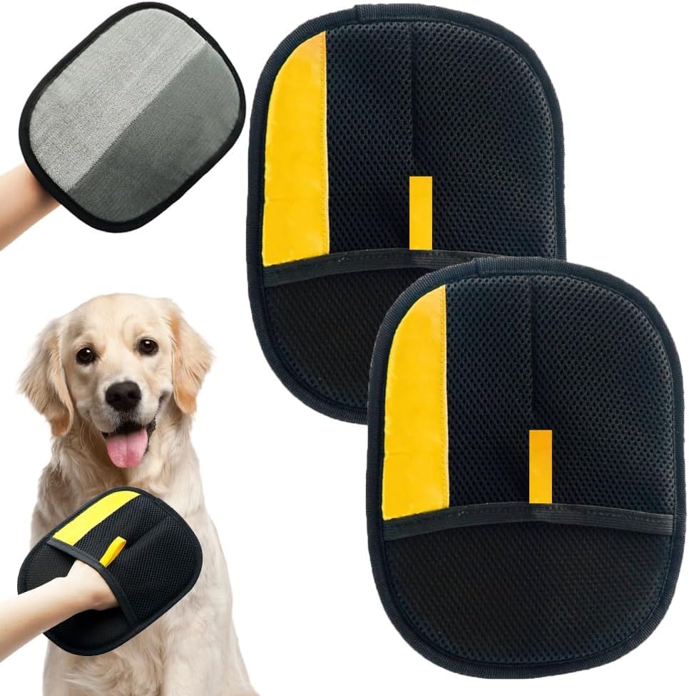 2Pcs Electrostatic Gloves Pet Hair Removal, Pet Hair Remover Glove, Washable Reusable Dogs Cats Hair Gloves for Furniture Bed Sheets Couch Clothes Carpet Car