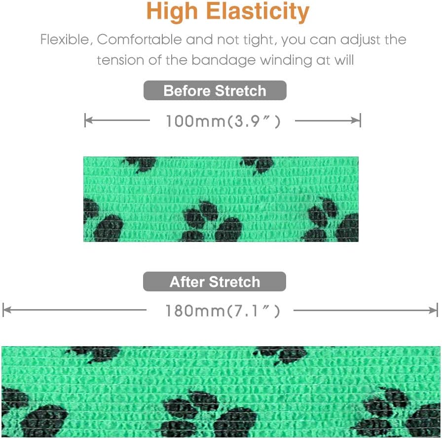 AUPCON Vet Wrap Cohesive Bandages Bulk Self Adhesive Bandage Wrap Self Adherent Wrap Non-Woven for Dogs Pet Animals & Ankle Sprains & Swelling 2 Inch x 5 Yards (2 Inch Claw)