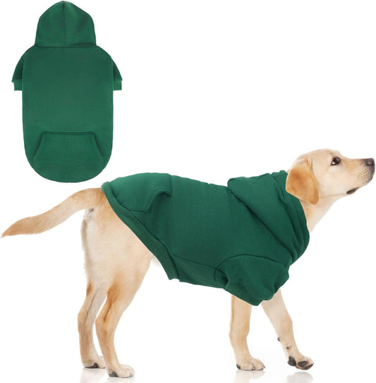 KOOLTAIL Basic Dog Hoodie - Soft & Warm Dog Hoodie Sweater with Leash Hole and Pocket, Dog Winter Coat, Cold Weather Clothes Sweatshirt for Small Medium Large Dogs Puppy Cat Boys Girls Deep Green XXL