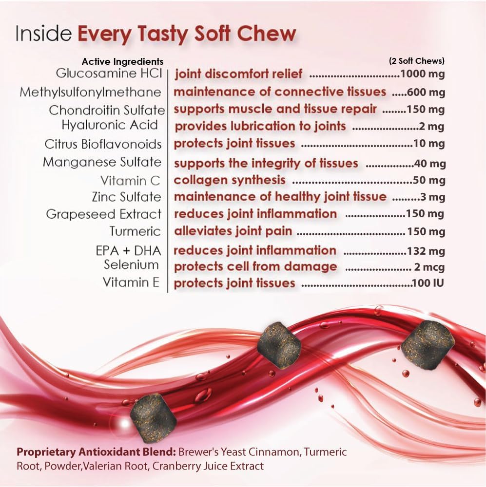 TS Joint Supplement Vet Formulated Pain & Inflammation Relief Treats Hip Dysplasia & Arthritis, Glucosamine, Chondroitin, Turmeric, MSM, HA, Creatine, Omega 3 EPA + DHA. Granules 120 Doses