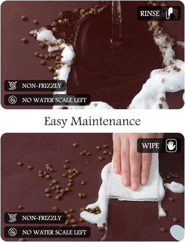 Pet Feeding Mat-Absorbent Dog Mat for Food and Water Bowl-No Stains Quick Dry Water Dispenser Mat-Dog Accessories Pet Supplies-Bowl for Messy Drinkers（RED,23"x34"