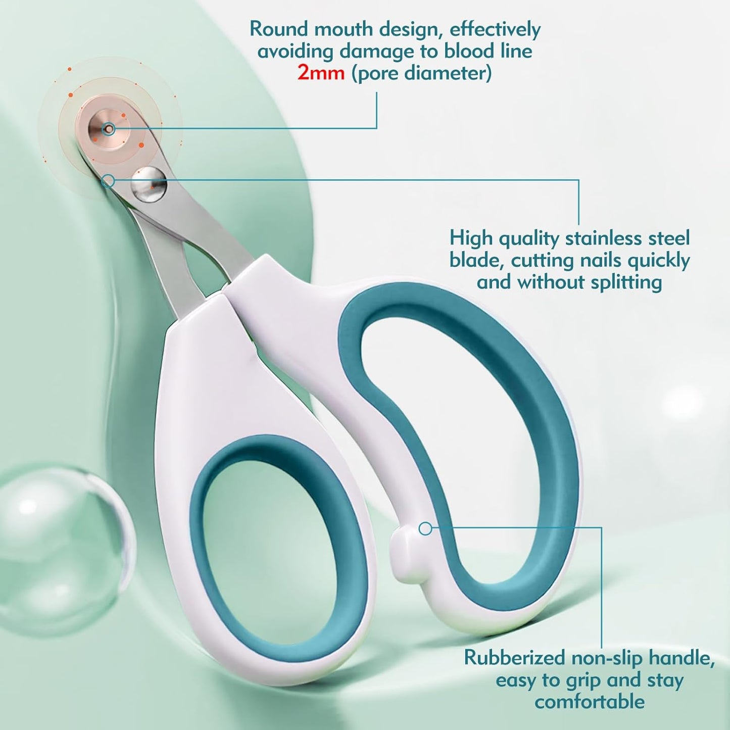 Cat Nail Clipper, Durable Stainless Steel Cat Nail Trimmer with Sharp Blade and Anti-Slip Handle, Professional Small Animal Claw Clippers for Cats Kittens Dogs Rabbits Guinea Pigs