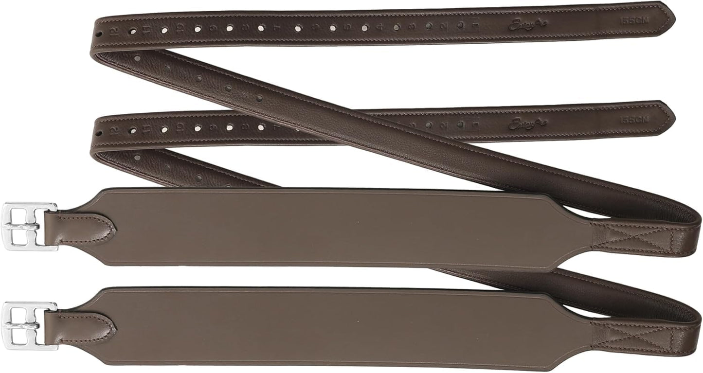 Exion Wide Stability Stirrup Leathers for English Saddles | Premium Cowhide Leather | Enhanced Leg Stability & Comfort | Sizes: 48" to 62"