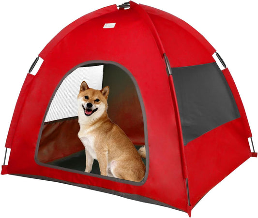 Red, Large Cat & Dog Waterproof Tent House - Washable Indoor/Outdoor Bed, Cave Nest for Small Pets