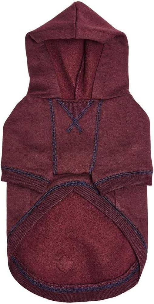 Blueberry Pet Dog Hoodie – 12″ Cotton‑Blend Mid‑Weight Sweatshirt with Hood, Award‑Winning Small‑Dog Jacket, Burgundy Red