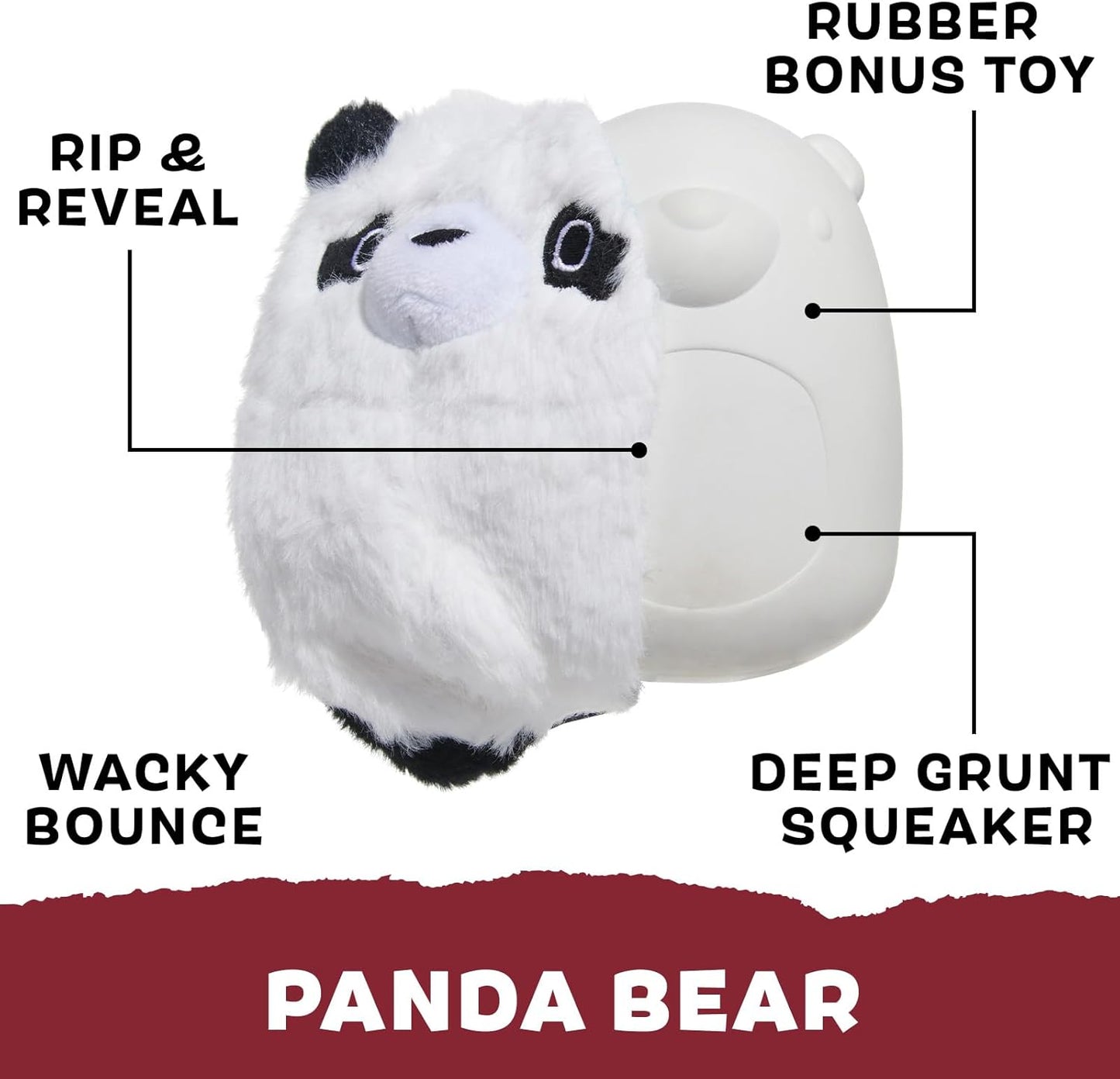 Barkbox Super Chewer Tough Dog Chew Toys for Aggressive Chewers, Plush 2 Toys in 1 (Panda - Large)